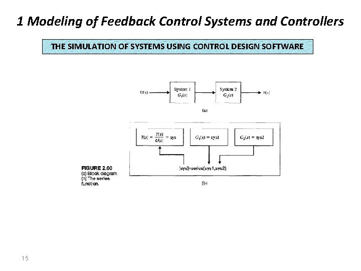 1 Modeling of Feedback Control Systems and Controllers THE SIMULATION OF SYSTEMS USING CONTROL 1 Modeling of Feedback Control Systems and Controllers THE SIMULATION OF SYSTEMS USING CONTROL