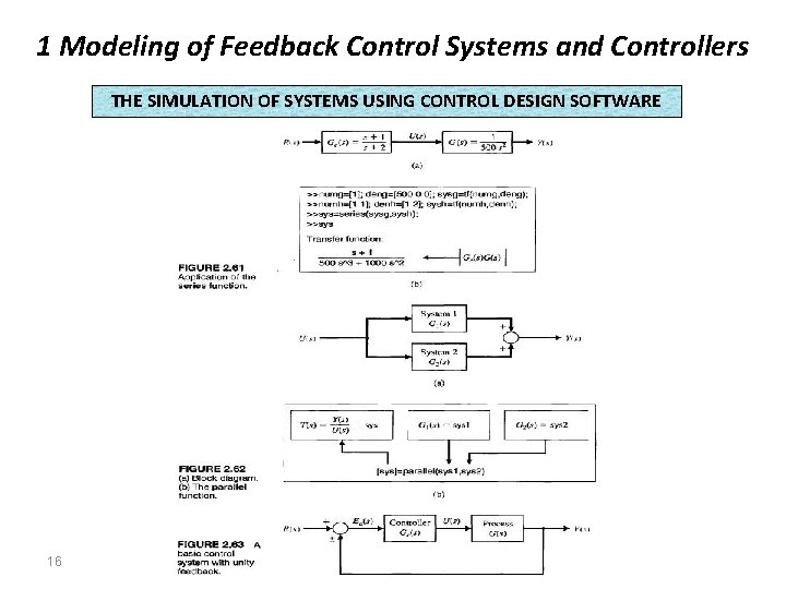 1 Modeling of Feedback Control Systems and Controllers THE SIMULATION OF SYSTEMS USING CONTROL 1 Modeling of Feedback Control Systems and Controllers THE SIMULATION OF SYSTEMS USING CONTROL