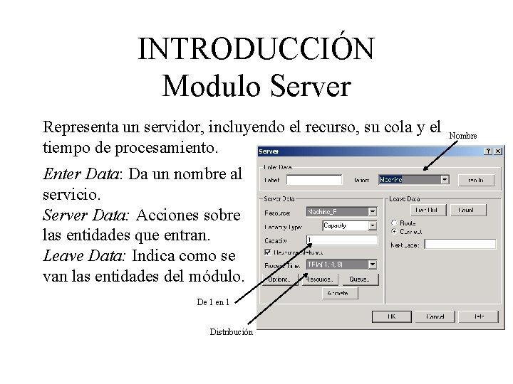 INTRODUCCIÓN Modulo Server Representa un servidor, incluyendo el recurso, su cola y el tiempo