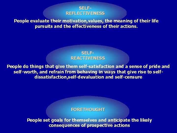 SELFREFLECTIVENESS People evaluate their motivation, values, the meaning of their life pursuits and the SELFREFLECTIVENESS People evaluate their motivation, values, the meaning of their life pursuits and the