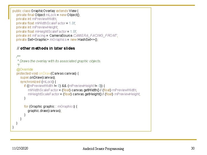 public class Graphic. Overlay extends View { private final Object m. Lock = new