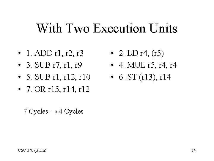 With Two Execution Units • • 1. ADD r 1, r 2, r 3