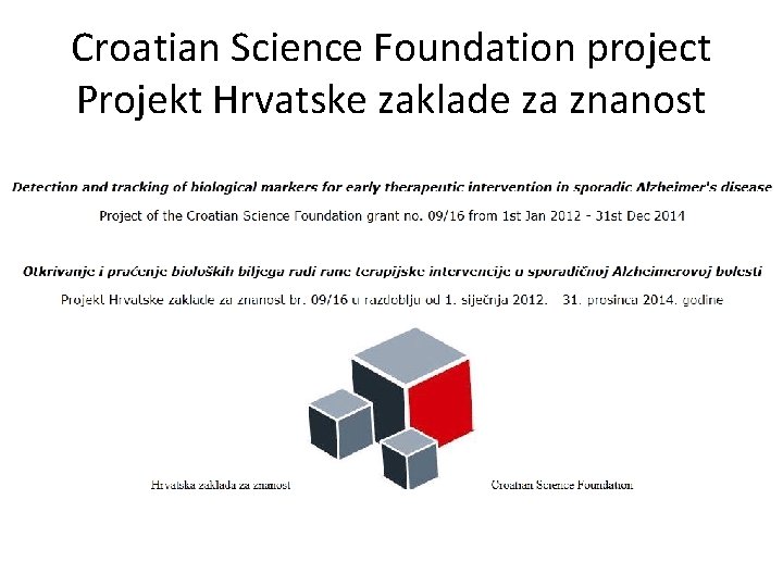 Croatian Science Foundation project Projekt Hrvatske zaklade za znanost 