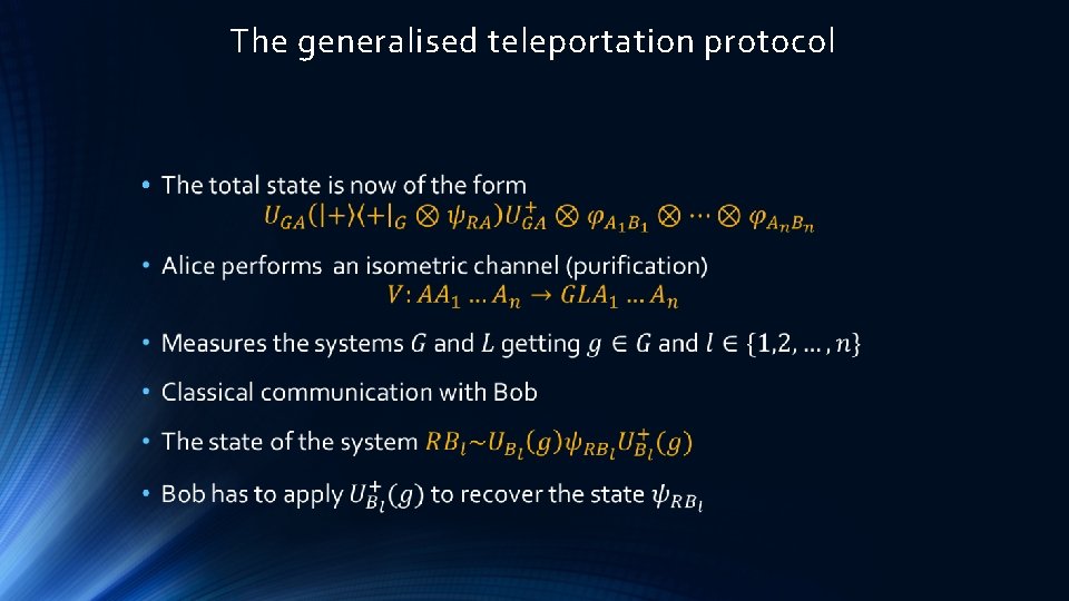 The generalised teleportation protocol • 