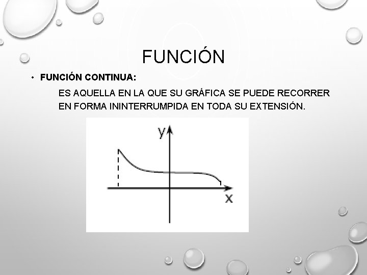 FUNCIÓN • FUNCIÓN CONTINUA: ES AQUELLA EN LA QUE SU GRÁFICA SE PUEDE RECORRER