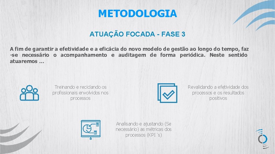 METODOLOGIA ATUAÇÃO FOCADA - FASE 3 A fim de garantir a efetividade e a