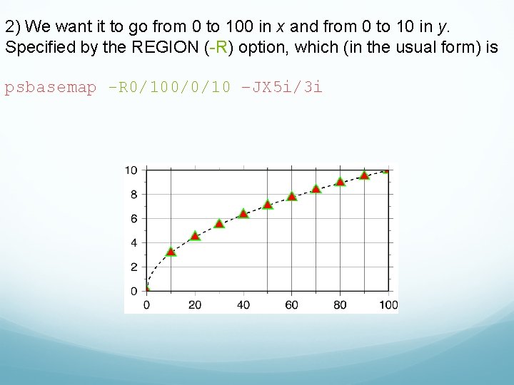 2) We want it to go from 0 to 100 in x and from