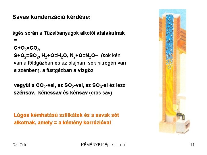 Savas kondenzáció kérdése: égés során a Tüzelőanyagok alkotói átalakulnak = C+O 2=CO 2, S+O