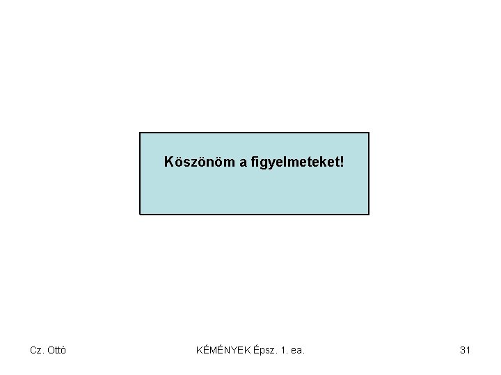 Köszönöm a figyelmeteket! Cz. Ottó KÉMÉNYEK Épsz. 1. ea. 31 