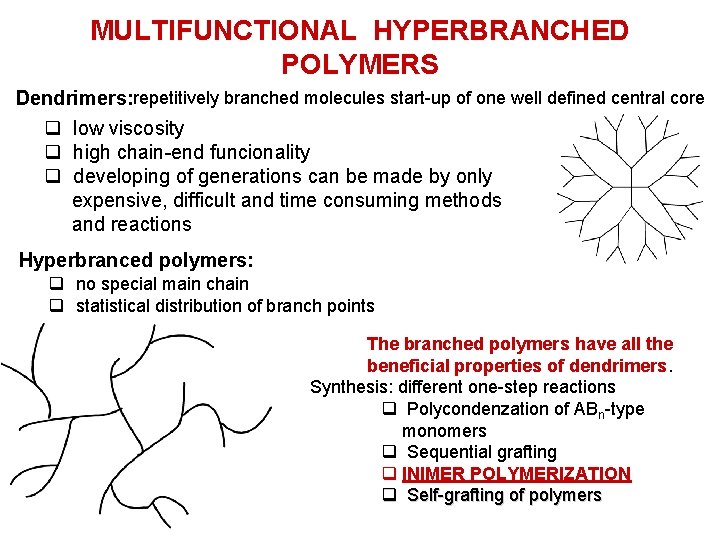 MULTIFUNCTIONAL HYPERBRANCHED POLYMERS Dendrimers: repetitively branched molecules start-up of one well defined central core