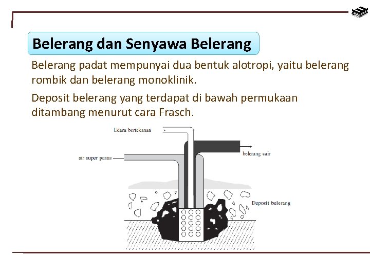 Belerang dan Senyawa Belerang padat mempunyai dua bentuk alotropi, yaitu belerang rombik dan belerang