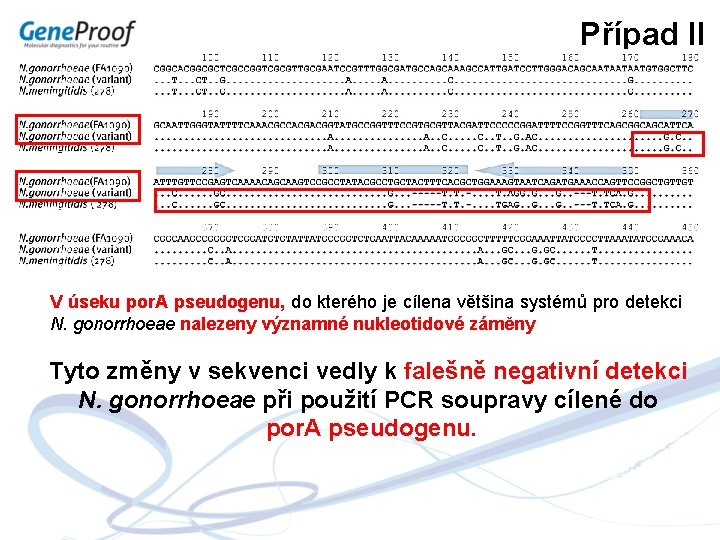 Případ II V úseku por. A pseudogenu, do kterého je cílena většina systémů pro