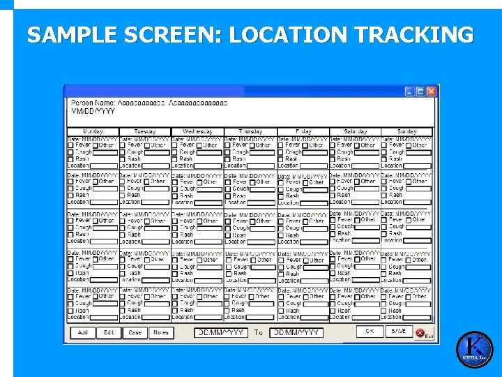 SAMPLE SCREEN: LOCATION TRACKING 