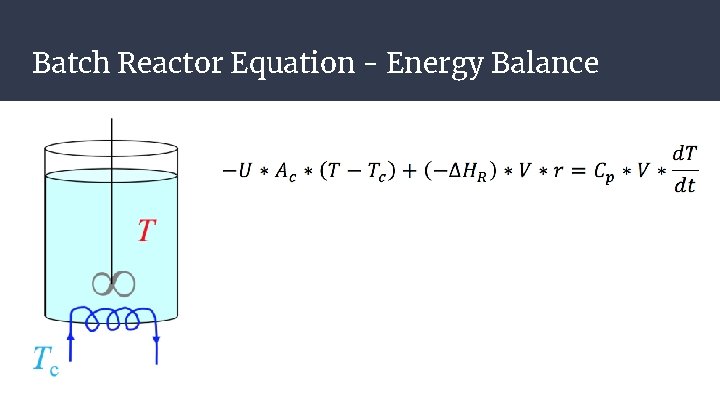 Batch Reactor Equation - Energy Balance Batch Reactor Equation - Energy Balance