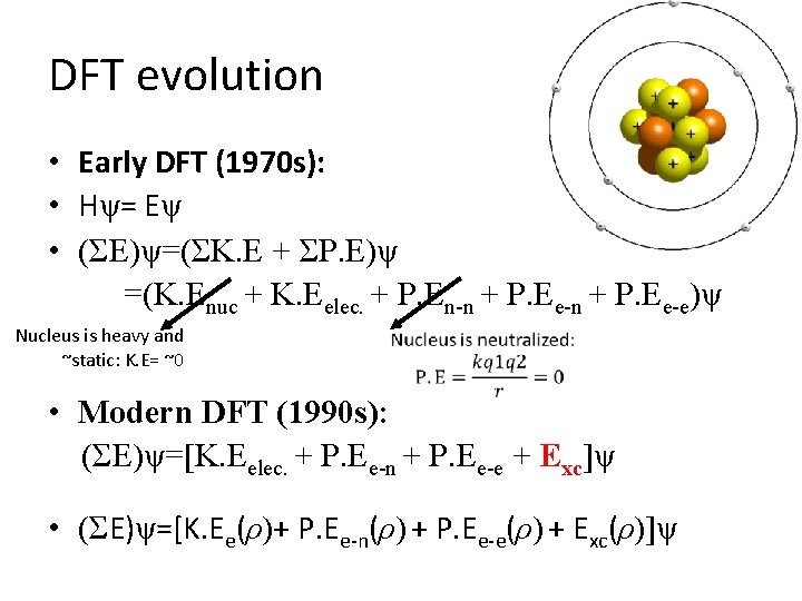 DFT evolution • Early DFT (1970 s): • Hψ= Eψ • (ΣE)ψ=(ΣK. E +