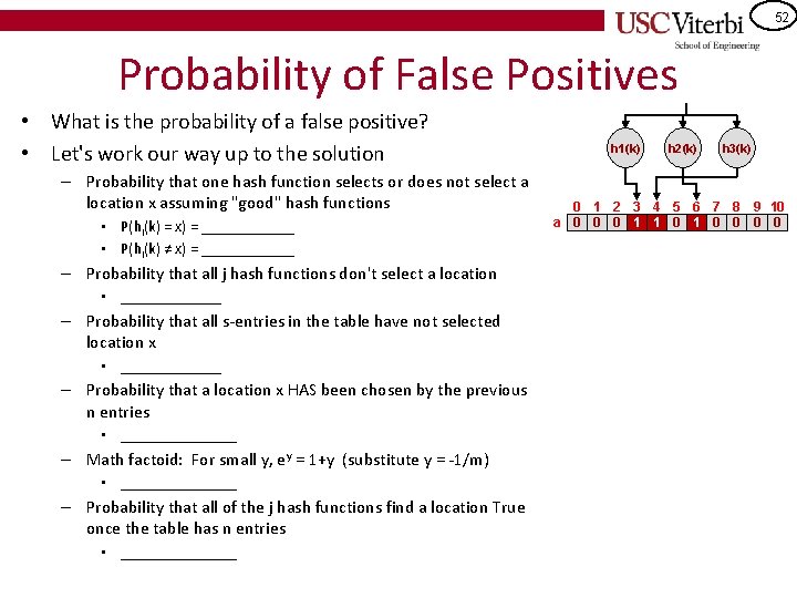 52 Probability of False Positives • What is the probability of a false positive?