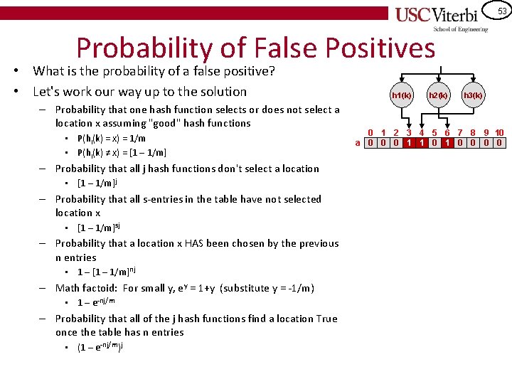 53 Probability of False Positives • What is the probability of a false positive?