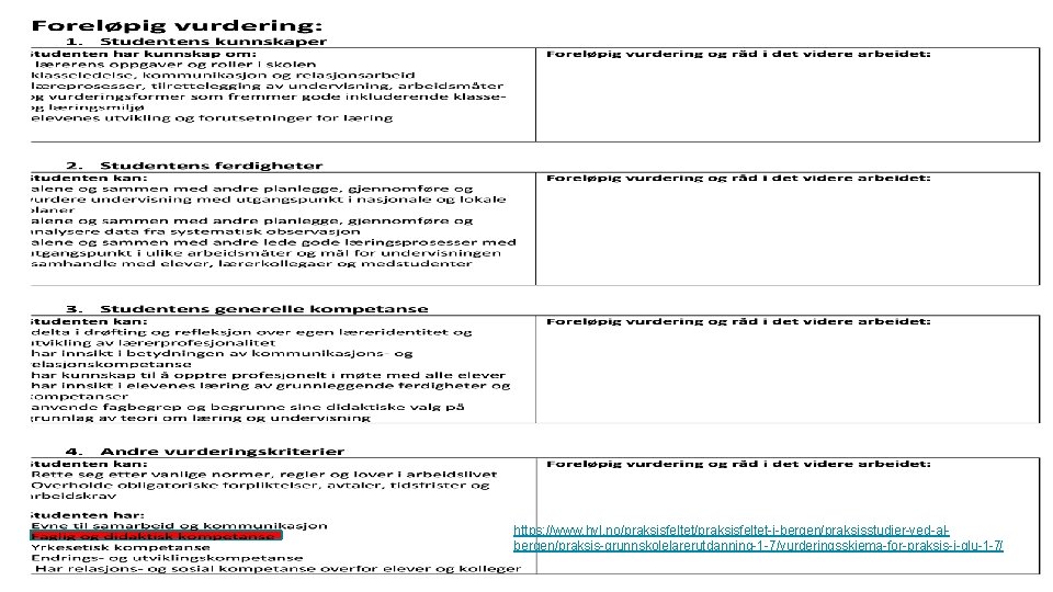 https: //www. hvl. no/praksisfeltet-i-bergen/praksisstudier-ved-albergen/praksis-grunnskolelarerutdanning-1 -7/vurderingsskjema-for-praksis-i-glu-1 -7/ 