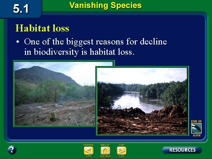 Habitat loss • One of the biggest reasons for decline in biodiversity is habitat