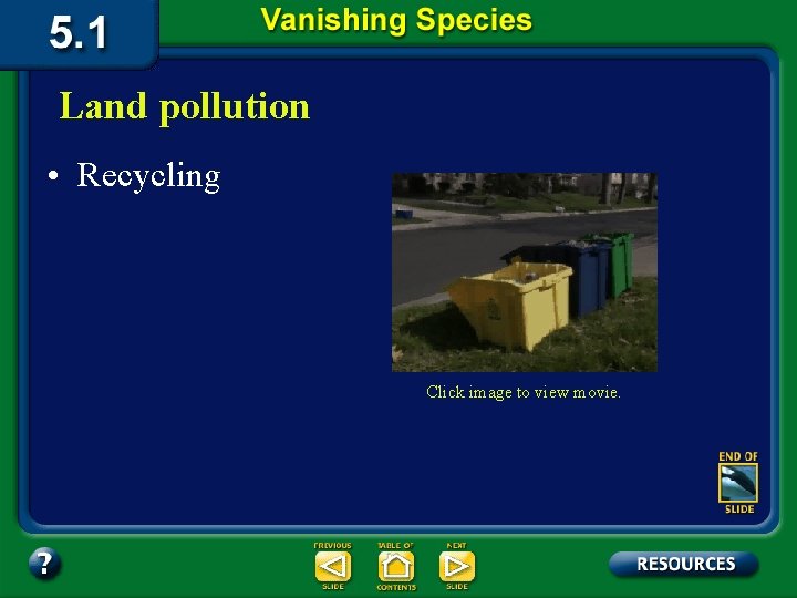 Land pollution • Recycling Click image to view movie. 