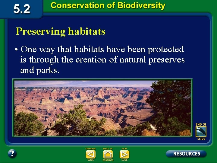 Preserving habitats • One way that habitats have been protected is through the creation