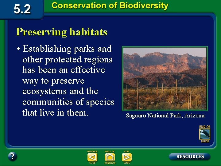 Preserving habitats • Establishing parks and other protected regions has been an effective way Preserving habitats • Establishing parks and other protected regions has been an effective way