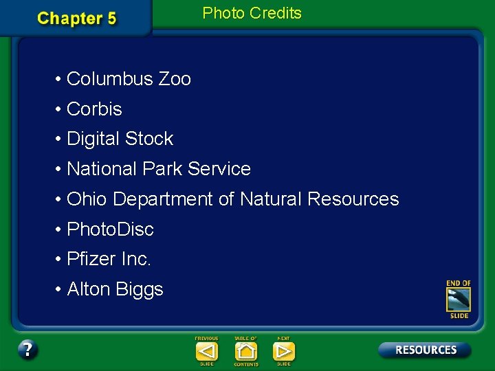Photo Credits • Columbus Zoo • Corbis • Digital Stock • National Park Service