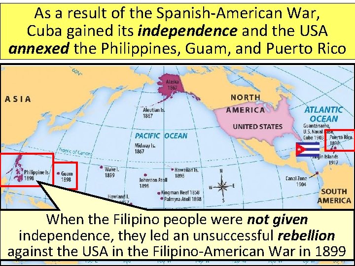 As a result of the Spanish-American War, Cuba gained its independence and the USA