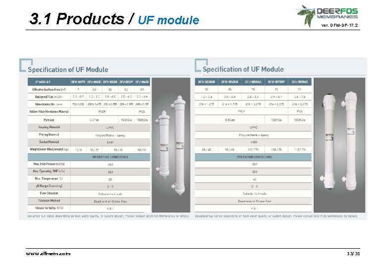 3. 1 Products / UF module www. dfmem. com ver. DFM-DP-17. 2 13/31 