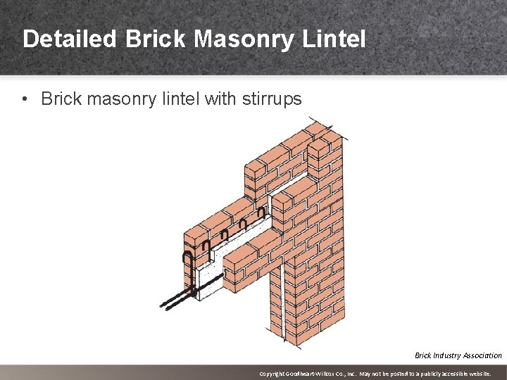 Detailed Brick Masonry Lintel • Brick masonry lintel with stirrups Brick Industry Association Copyright