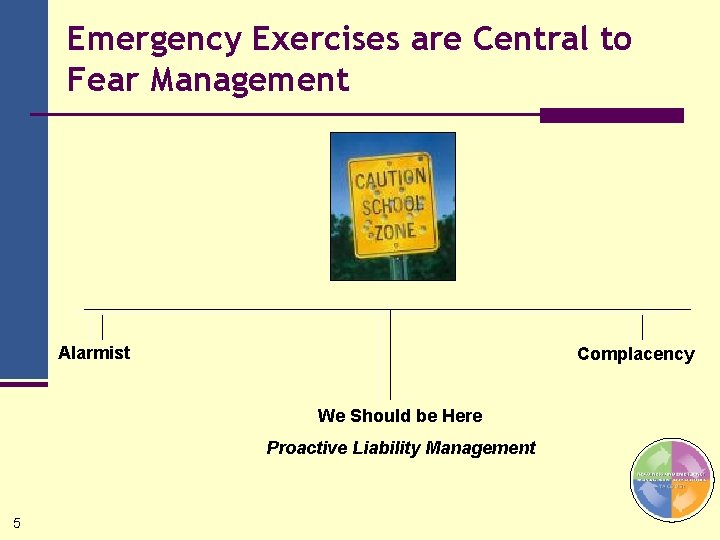 Emergency Exercises are Central to Fear Management Alarmist Complacency We Should be Here Proactive