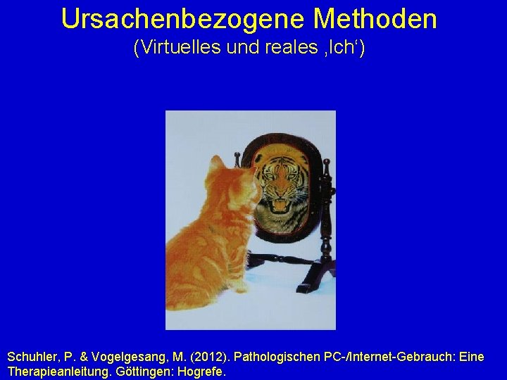 Ursachenbezogene Methoden (Virtuelles und reales ‚Ich‘) Schuhler, P. & Vogelgesang, M. (2012). Pathologischen PC-/Internet-Gebrauch: