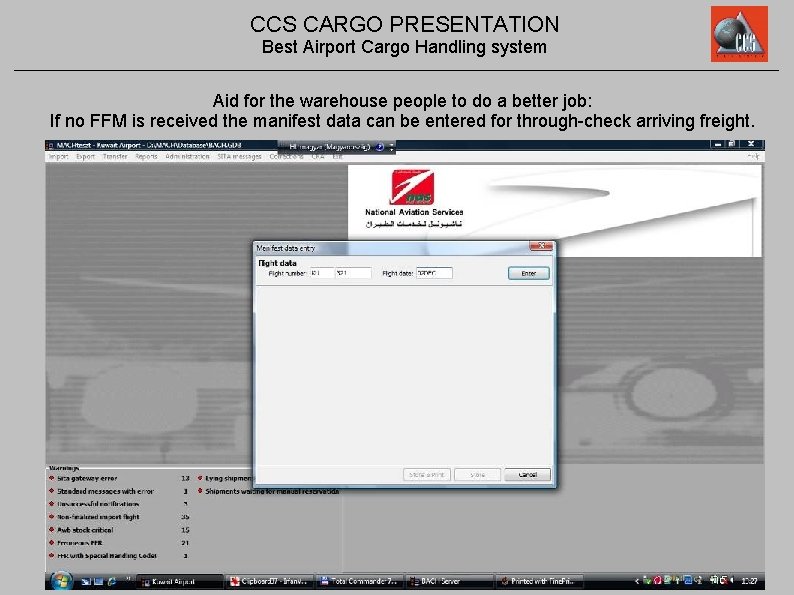 CCS CARGO PRESENTATION Best Airport Cargo Handling system Aid for the warehouse people to