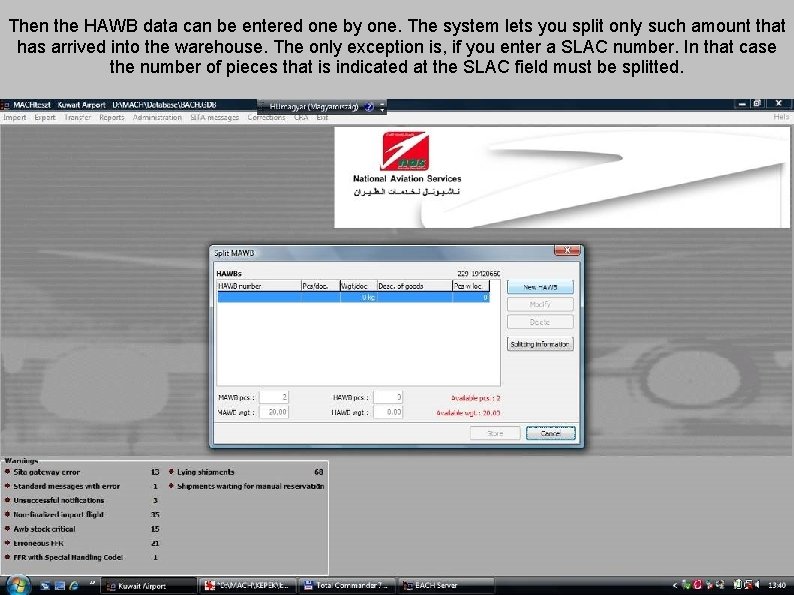 Then the HAWB data can be entered one by one. The system lets you