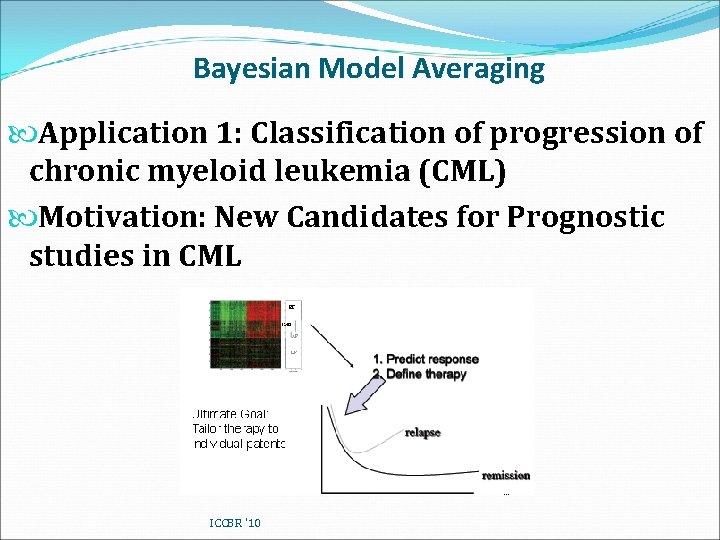 Bayesian Model Averaging Application 1: Classification of progression of chronic myeloid leukemia (CML) Motivation: