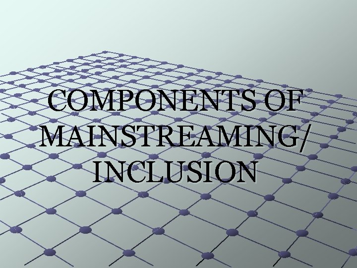 COMPONENTS OF MAINSTREAMING/ INCLUSION 