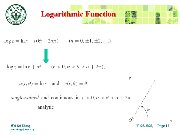 Logarithmic Function Wei-Shi Zheng wszheng@ieee. org 11/25/2020, Page 17 