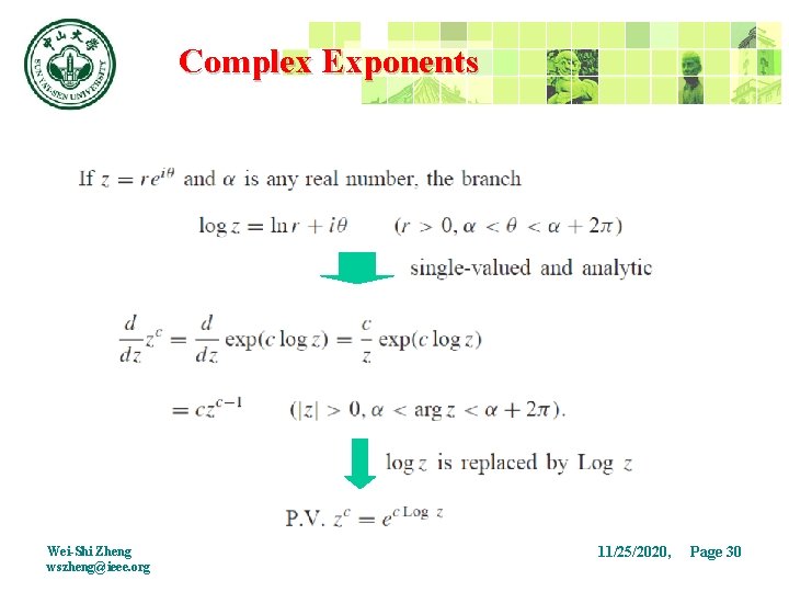 Complex Exponents Wei-Shi Zheng wszheng@ieee. org 11/25/2020, Page 30 