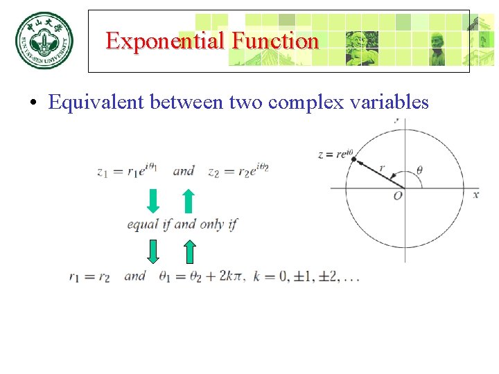 Exponential Function • Equivalent between two complex variables 