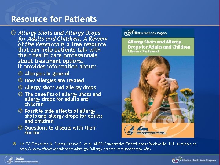 Resource for Patients Allergy Shots and Allergy Drops for Adults and Children, A Review