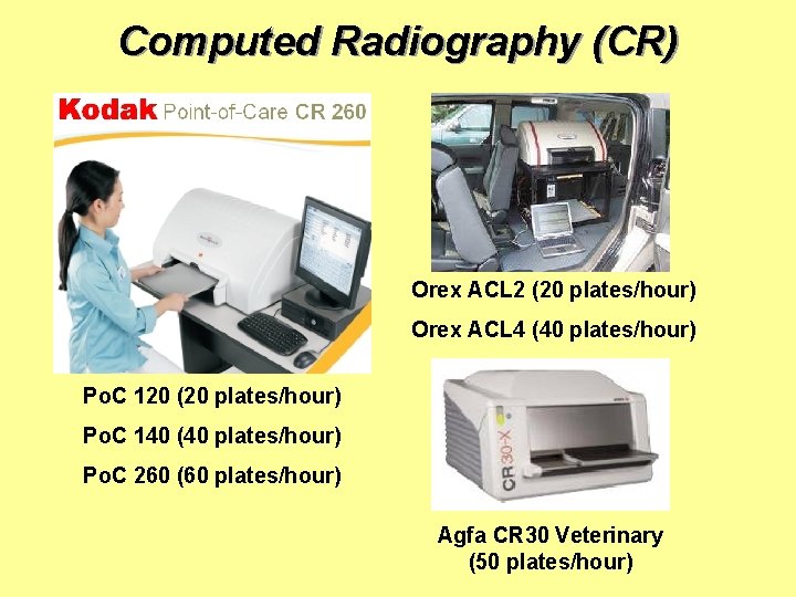 Computed Radiography (CR) Orex ACL 2 (20 plates/hour) Orex ACL 4 (40 plates/hour) Po.