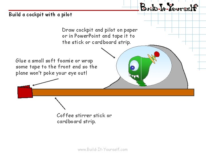 Build a cockpit with a pilot Draw cockpit and pilot on paper or in