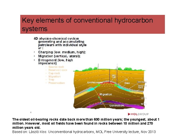 Key elements of conventional hydrocarbon systems The oldest oil-bearing rocks date back more than