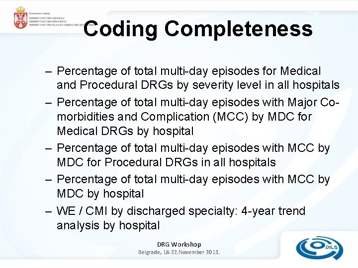 Coding Completeness – Percentage of total multi-day episodes for Medical and Procedural DRGs by
