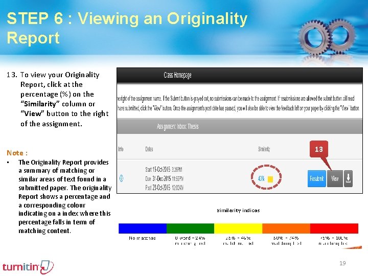 STEP 6 : Viewing an Originality Report 13. To view your Originality Report, click