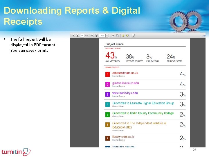 Downloading Reports & Digital Receipts • The full report will be displayed in PDF