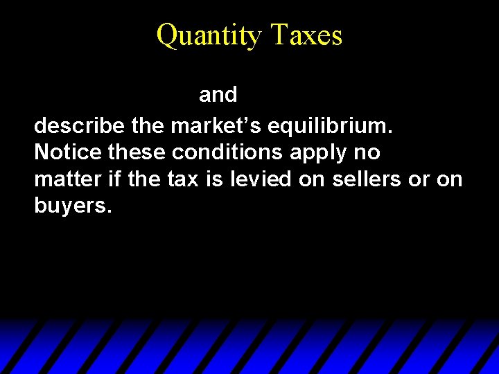 Quantity Taxes and describe the market’s equilibrium. Notice these conditions apply no matter if