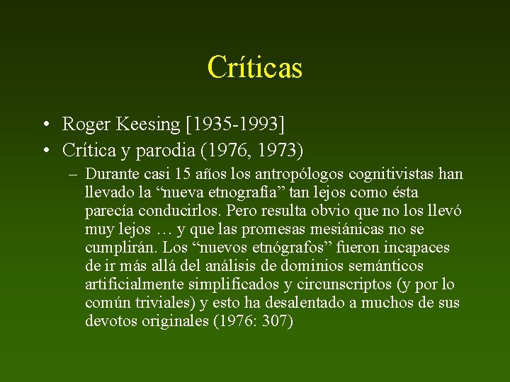 Críticas • Roger Keesing [1935 -1993] • Crítica y parodia (1976, 1973) – Durante