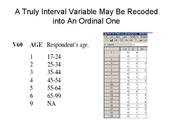 A Truly Interval Variable May Be Recoded into An Ordinal One 