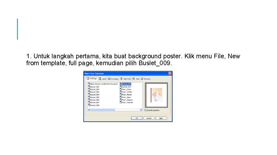 1. Untuk langkah pertama, kita buat background poster. Klik menu File, New from template,